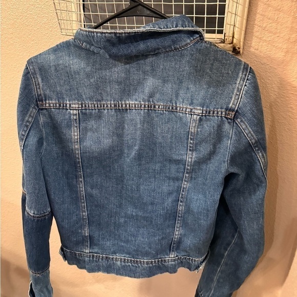FREE PEOPLE Rumors Denim Jacket Light Indigo Jean Patchwork - Picture 7 of 10